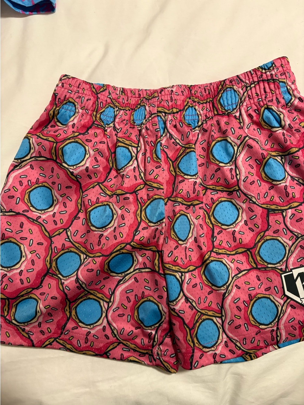 Kids Pink Donut Print Swim Shorts with Elastic Waistband